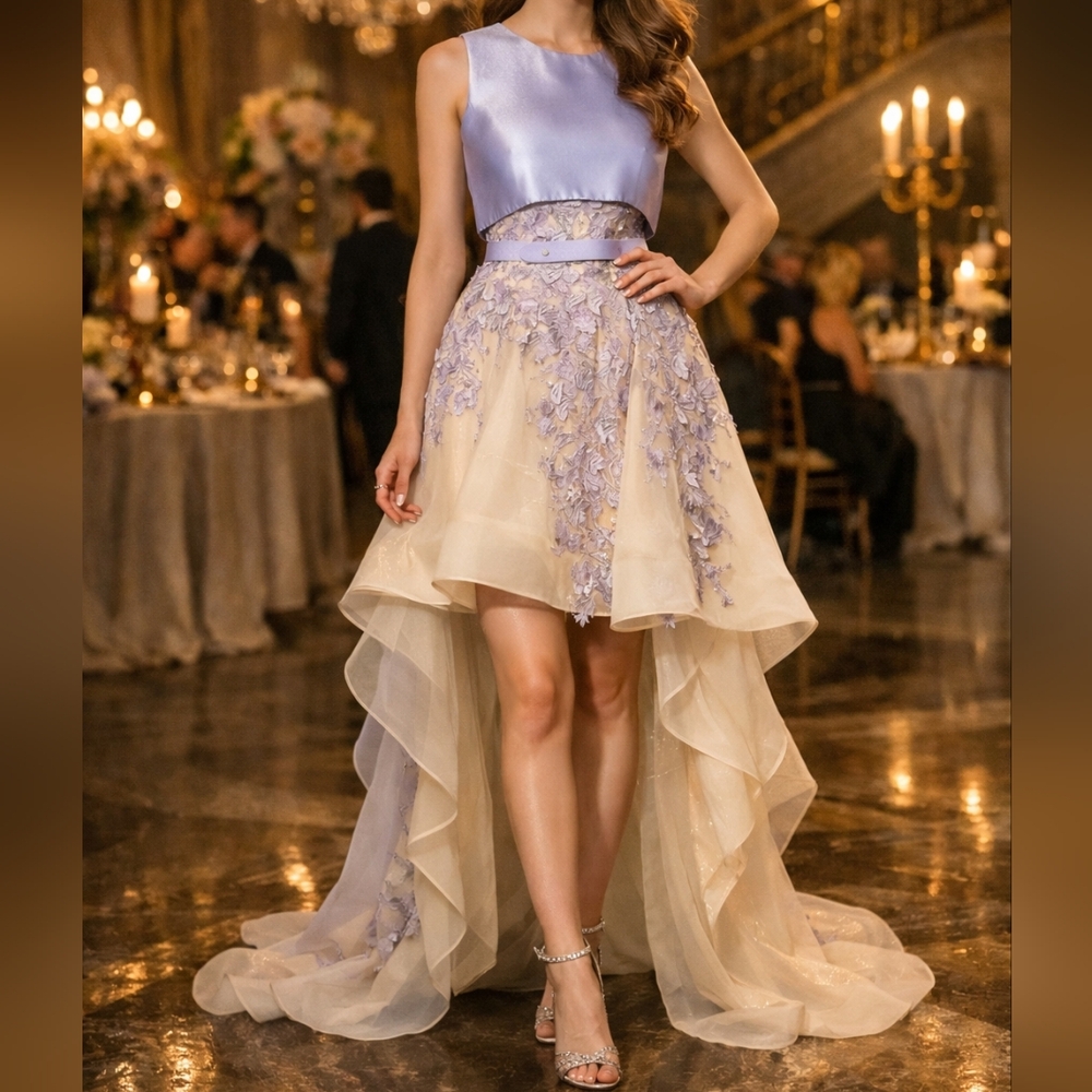 Optimum Design High-Low Evening Dress Wedding Guest Formal Size M